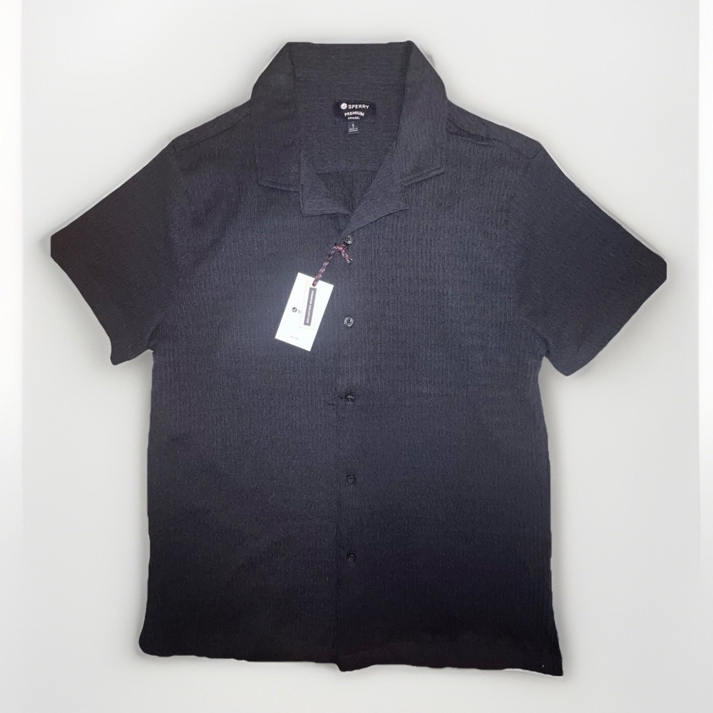 SPERRY PREMIUM APPAREL Men's Black Short Sleeve Button Down Shirt Size S